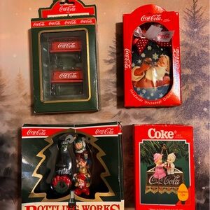 Vintage Coca-Cola Xmas Ornaments lot of 4